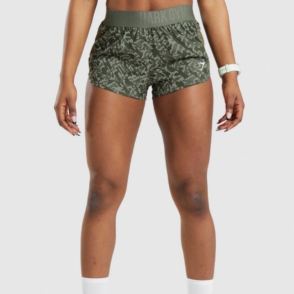 Gymshark Olive Camo Athletic Shorts